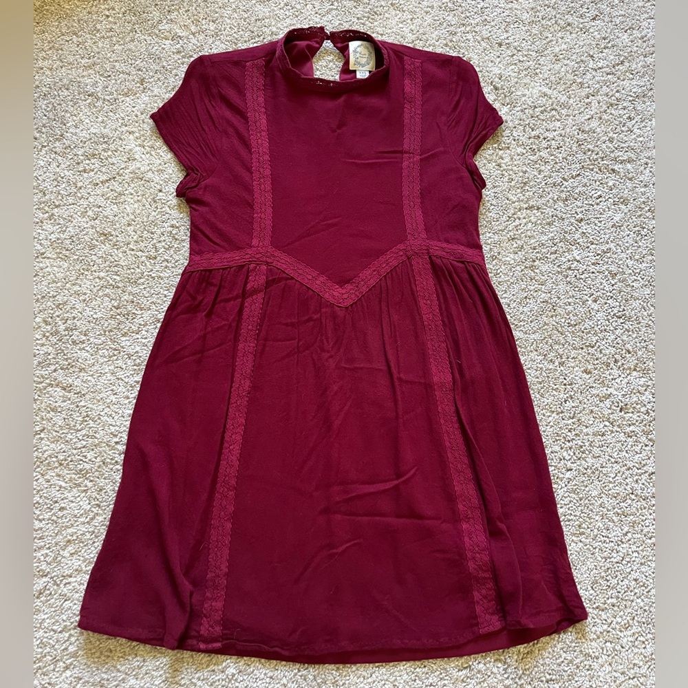 Blue Rain Francesca’s Maroon Short Sleeve Mini Dress Short Sleeve Size XXS